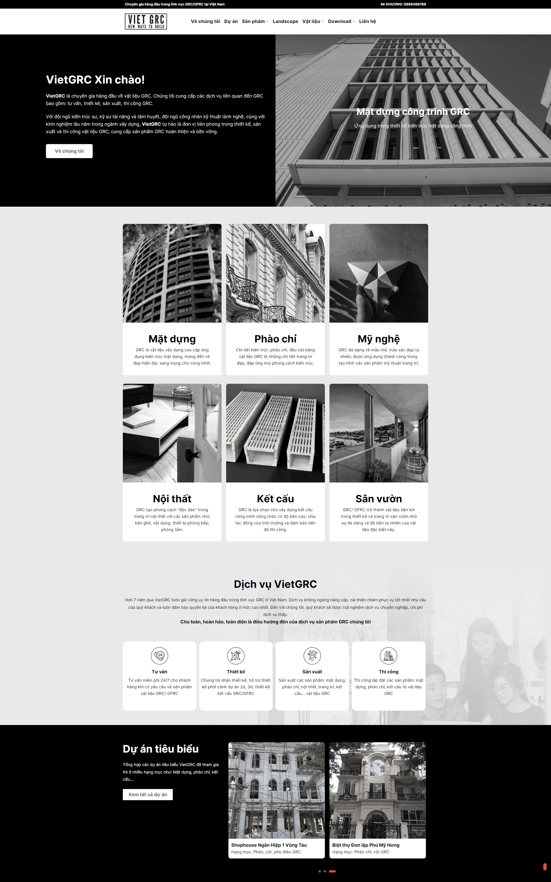 Mẫu thiết kế website thi công thạch cao, phào chỉ 